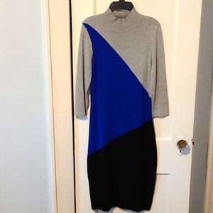 Calvin Klein Mock Neck Colorblocked Sweater Dress